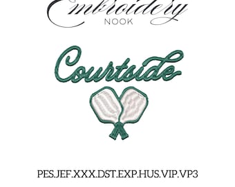 Courtside embroidery. Pickleball embroidery. Travel vacation embroidery. Beachy Summer in Hamptons Retro Pickleball Paddle Sport embroidery