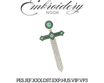 Medieval Sword Machine Embroidery Pattern for Fantasy Weapon Stitch Designs. Fantasy Weapon Pattern For Halloween Season Costumes and Shirts