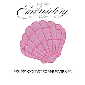 Pink Seashell Digital Embroidery design. Nautical Shell Embroidery Design. Seashell Design embroidery. Pink Shell design.