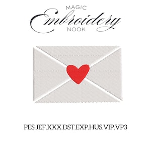Love Letter Embroidery Design. Cute Heart Note Digital File. Valentine’s Embroidery. Love Letter Stitch Design. Heart Mail Embroidery.