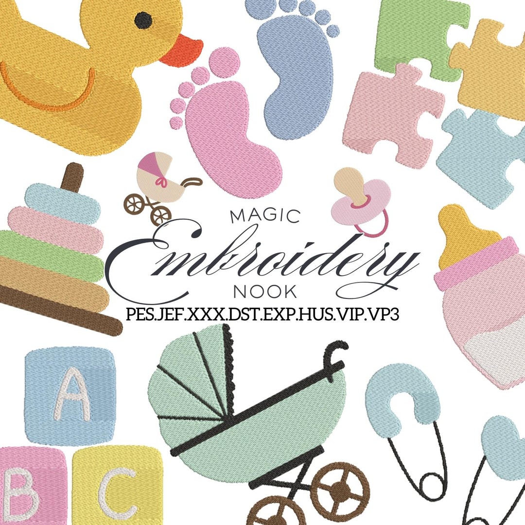 Baby Nursery Embroidery Bundle With Soft Pastel Tones Essential for ...
