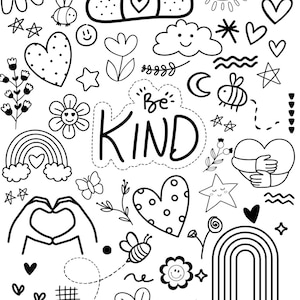 Kindness Colouring Page, Educational, Classroom, Homeschool, Art, Digital Download, PDF