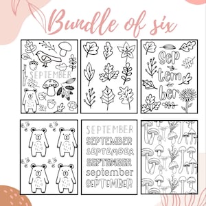 September Coloring Pages Bundle, Autumn, Fall, Educational, Classroom, Homeschool, Worksheet, Digital Download, PDF