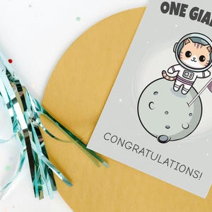 Carte Drôle de Remise de Diplôme & Promotion – Chat en Combinaison Spatiale – Téléchargement Instantané