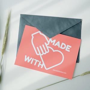 Carte de remerciement personnalisable "Fait à la main avec amour" - Modèle Canva | Carte de remerciement imprimable pour clients