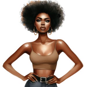 Bold Afro Queen | Black Woman Wall Art | Digital Download | Afrocentric Printable Art | Modern Melanin Magic Illustration | Boho Chic Decor