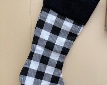 Christmas Stocking Black & White Check