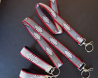 AZTEC Key Fob and Badge Lanyard. Black and white lanyard, Healer lanyard, teacher lanyard, Choice of sizes