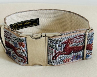 STAG and WOLF 2" wide Dog collar, Grey or Black color options. Size choices. With high polish metal buckle. Comfort collar.