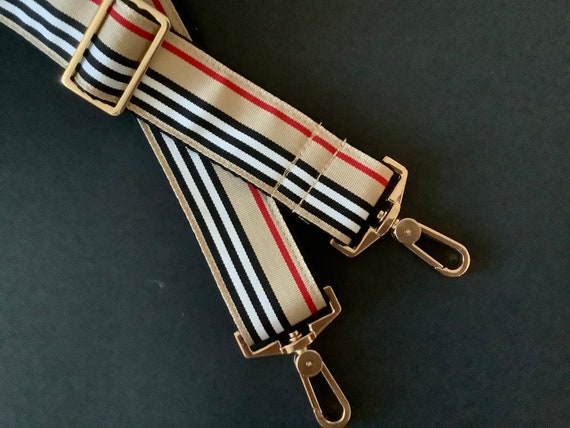 Replacement stripped slim handbag strap with carabiner slide hook