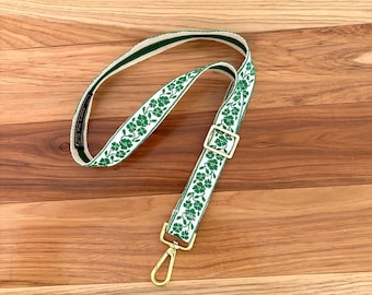 Green SHAMROCK or BLUE FLORAL Badge Lanyard.Key chain. 1" wide Gold or Silver hardware.Green or blue options, Irish lanyard.