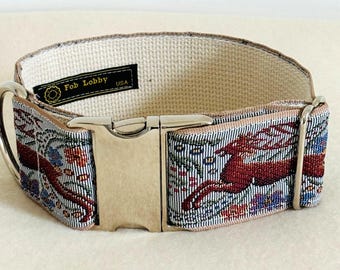 STAG and WOLF 2" wide Dog collar, Grey or Black color options. Size choices. With high polish metal buckle. Comfort collar.