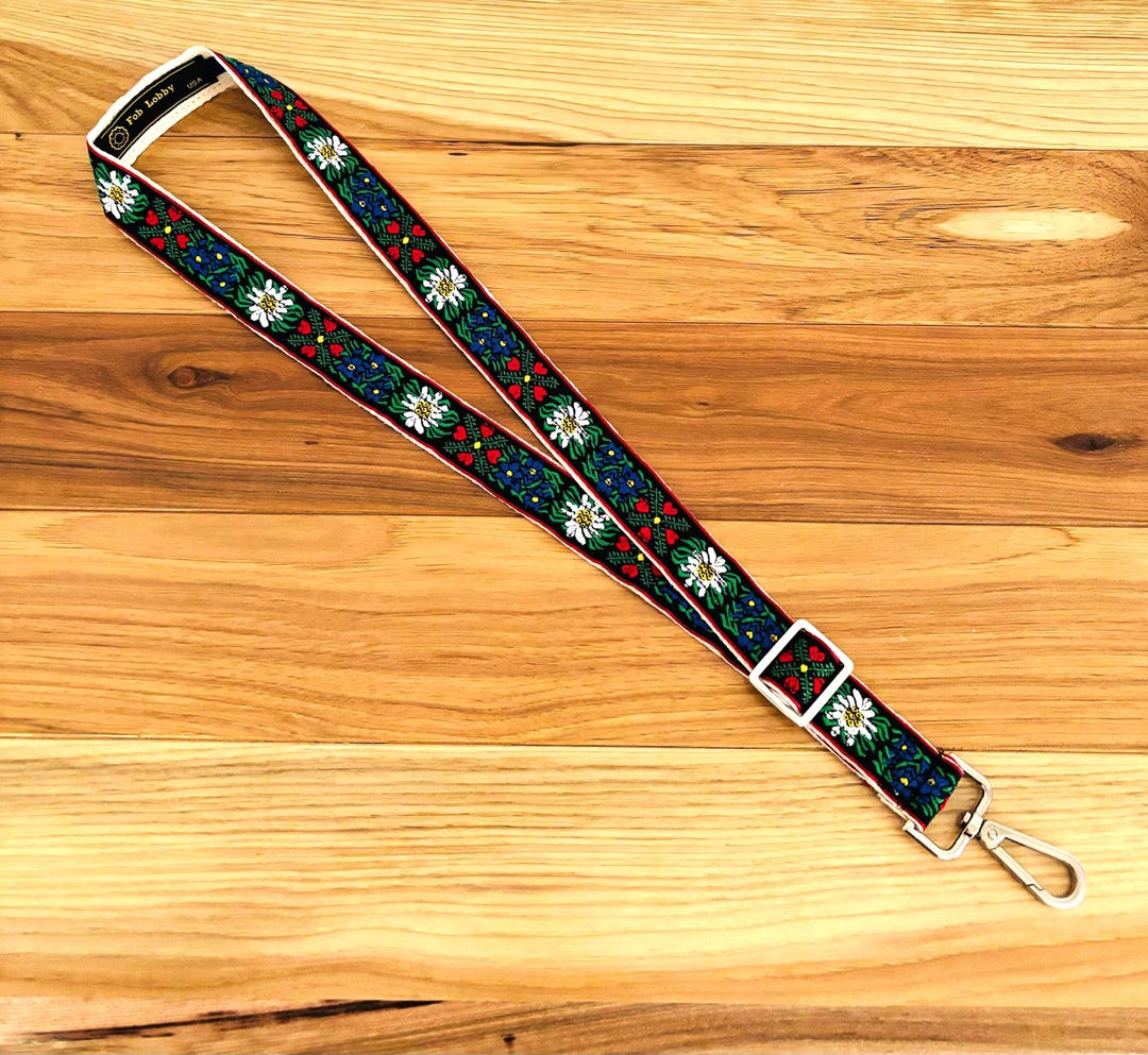 EDELWEISS FLORAL Badge Lanyard.key Chain. 1