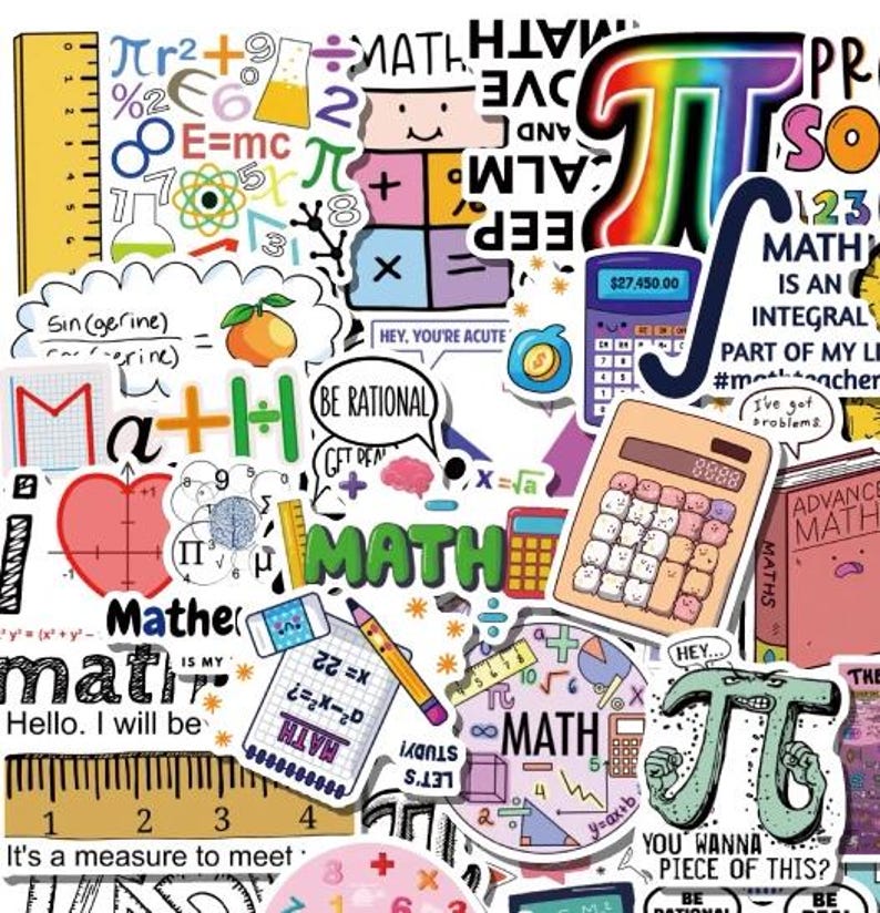 Math Stickers Pack Set Playful Decals for Suitcases, Skateboards ...