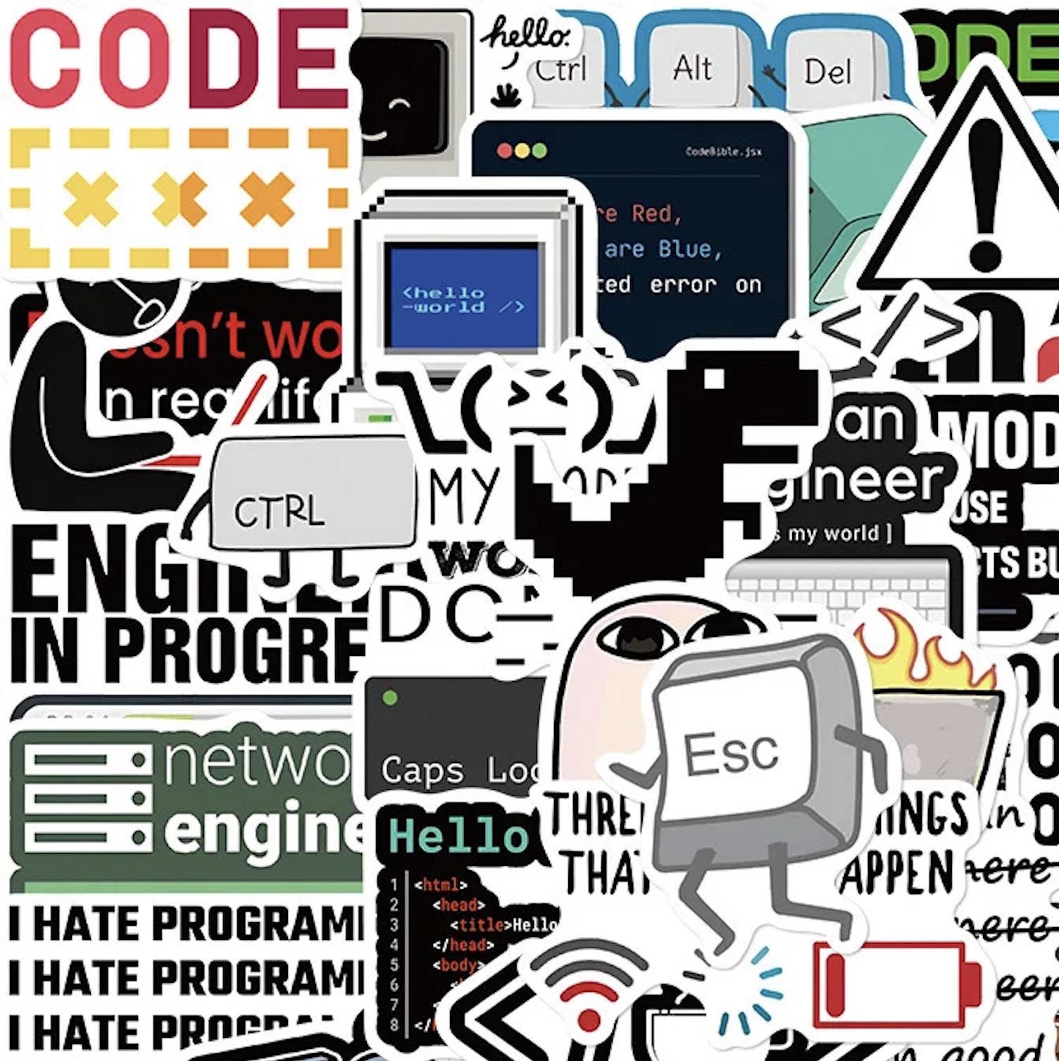 Programmers Vinyl Stickers Pack 50 Coding, Developer, Dev, Hacker ...