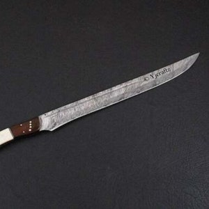 Hand Forged, Custom Damascus Steel Sword 25 inches, Full Tang, Vikings Swords, Cutlass, With Sheath, Birthday Gifts For Father, Gift For Her