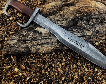 Hand Forged, Custom Damascus Steel Sword 22 inches, Full Tang, Spartan Sword, With Sheath, Vikings Sword, Birthday Gifts For Father