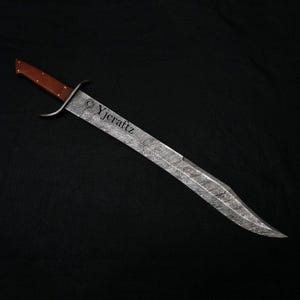 Hand Forged, Custom Damascus Steel Sword 28 inches, Full Tang, Vikings Sword, With Sheath, Cutlass, Birthday Gifts For Father, Gifts For Her