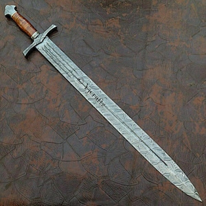 Handmade Full Tang, Damascus Steel Sword 31 inches, Viking Swords, High-Quality Custom Blade, With Sheath, Gift For Collectors & Enthusiasts
