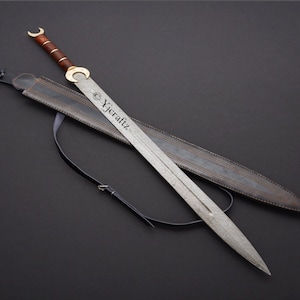 Hand Forged, Custom Damascus Steel Sword 35 inches, Full Tang, Vikings Swords, Cutlass, With Sheath, Birthday Gifts For Father, Gift For her