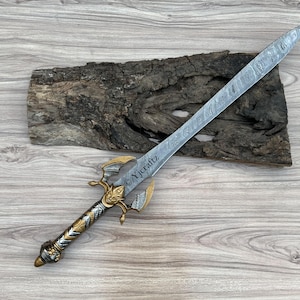 Hand Forged, Custom Damascus Steel Sword 35 inches, Full Tang, Vikings Sword, With Sheath, Cutlass, Birthday Gifts For Father, Gifts For Her