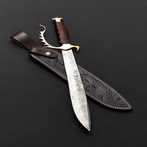 Hand Forged, Custom Damascus Steel Sword 24 inches, Full Tang, Vikings Swords, Cutlass, With Sheath, Birthday Gifts For Father, Gift For Her