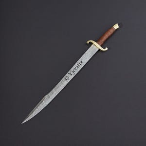Hand Forged, Custom Damascus Steel Sword 31 inches, Full Tang, Vikings Sword, With Sheath, Cutlass, Birthday Gifts For Father, Gifts For Her