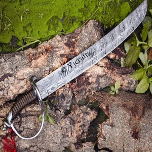 Hand Forged, Custom Damascus Steel Sword 24 inches, Full Tang, Cutlass, With Sheath, Vikings Sword, Birthday Gifts For Father, Gifts For Her