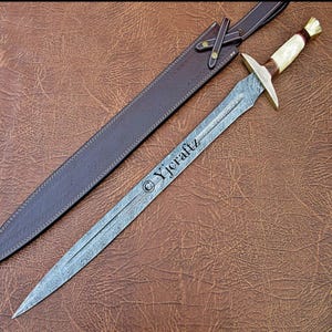 Hand Forged, Custom Damascus Steel Sword 33 inches, Full Tang, Vikings Sword, With Sheath, Cutlass, Birthday Gifts For Father, Gifts For Her