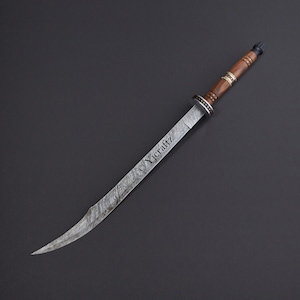 Hand Forged, Custom Damascus Steel Sword 34 inches, Full Tang, Vikings Sword, With Sheath, Cutlass, Birthday Gifts For Father, Gifts For Her