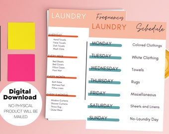 Get Organized with Our Printable Laundry Schedule | Customizable Laundry Schedule | Laundry Printable