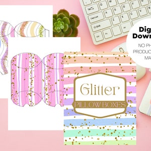 Oreillers scintillants | Boîtes de cadeaux DIY | Petites cartes postales à imprimer | Boîtes d'oreiller bricolage