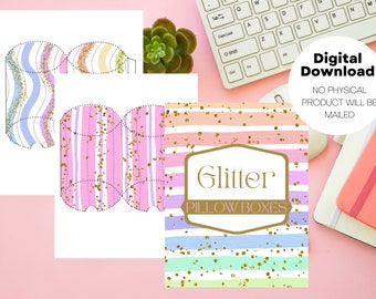 Glitter Pillow Boxes | DIY Favor Boxes | Small Favor Box Printables | DIY Pillow Boxes