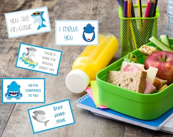 PRINTABLE Shark Lunchbox Notes | Kids Notes | Printable Lunchbox Cards | Positive Notes | Inspiring Notes for Kids | Encouragement Cards