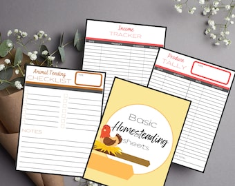 Basic Homesteading Sheets | Farm Planning Worksheet |  Farm Management Printable | DIY Farm Management Workbook