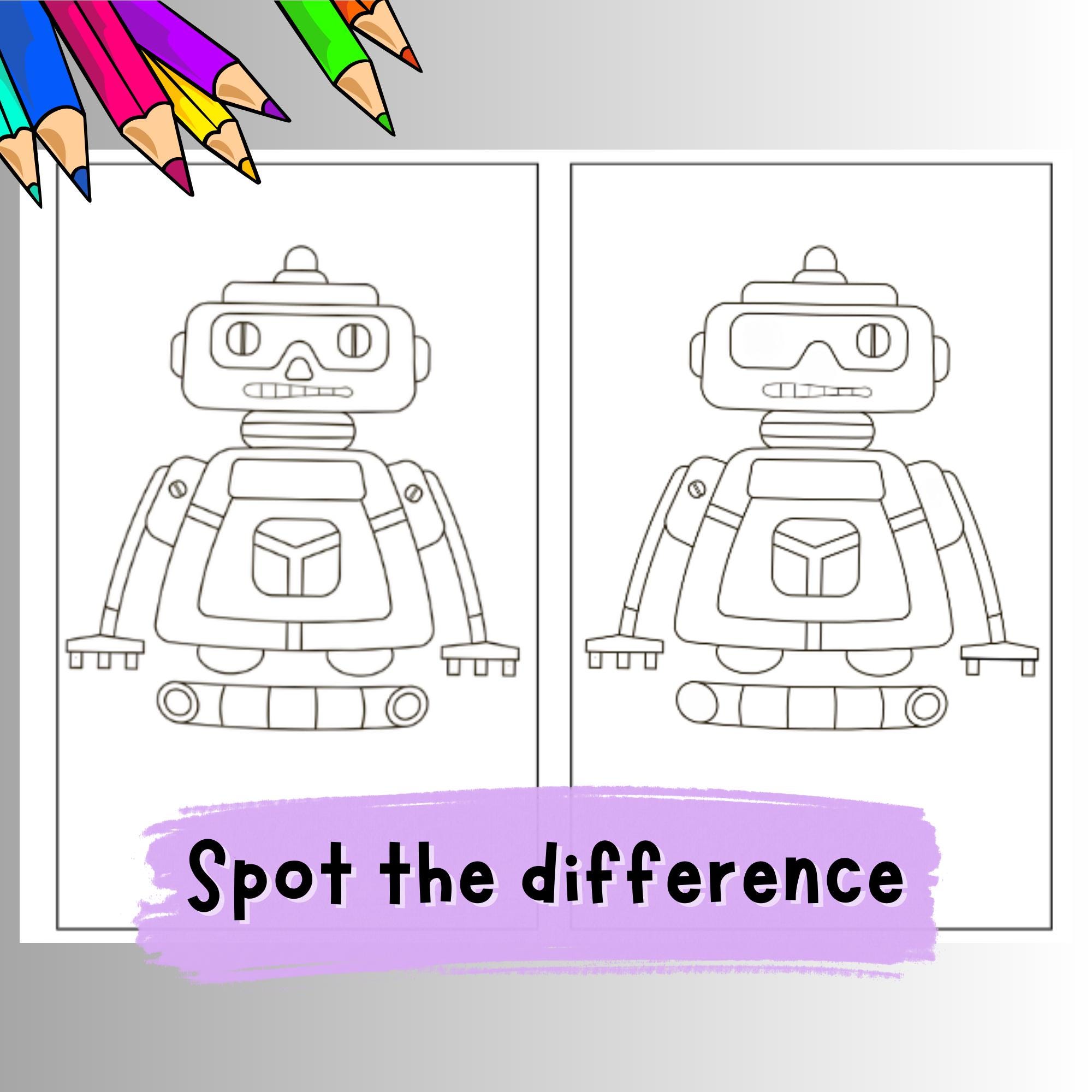 50 Robots Coloring, Activity Sheets for Kids Dot to Dot, Color, Spot ...