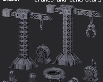 Industrial Cranes and Generators - Epic Sector - Fabricator's Lair - 6/8mm Sci-Fi Tabletop Wargaming Terrain