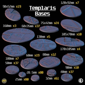 Templaris Bases - 25-170 mm Größe Bases - Sci-Fi Tabletop Wargaming / RPG Bases - Fabricator&#39;s Lair