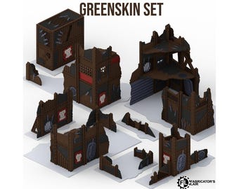 11th Edition Foldable Terrain - Greenskin Set - Fabricator's Lair - 28/32mm Sci-Fi Tabletop Wargaming Terrain