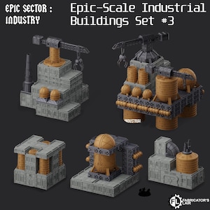 Grimdark Industrial Buildings Set 3 - Epic Sector - Fabricator&#39;s Lair - 6/8mm Sci-Fi Tabletop Wargaming Terrain