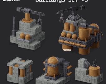 Grimdark Industrial Buildings Set 3 - Epic Sector - Fabricator's Lair - 6/8mm Sci-Fi Tabletop Wargaming Terrain