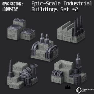 Grimdark Industrial Buildings Set 2 - Epic Sector - Fabricator&#39;s Lair - 6/8mm Sci-Fi Tabletop Wargaming Terrain