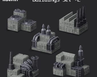 Grimdark Industrial Buildings Set 2 - Epic Sector - Fabricator's Lair - 6/8mm Sci-Fi Tabletop Wargaming Terrain