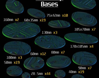 Tombship Bases - 25-170mm Size Bases - Sci-Fi Tabletop Wargaming / RPG Bases - Fabricator's Lair