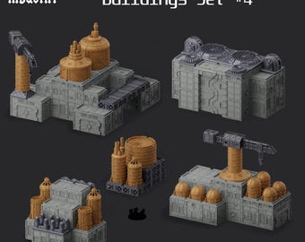Grimdark Industrial Buildings Set 4 - Epic Sector - Fabricator's Lair - 6/8mm Sci-Fi Tabletop Wargaming Terrain