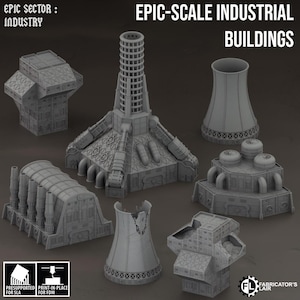 Grimdark Industrial Buildings Set 1 - Epic Sector - Fabricator&#39;s Lair - 6/8mm Sci-Fi Tabletop Wargaming Terrain
