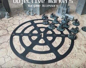LI Objektiv-Marker-Set - 6er-Set 32-mm-Objektive - 8-mm-Tabletop-Wargaming-Zubehör