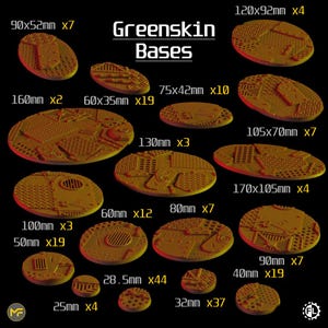 Greenskin Bases - 25-170 mm Größe Bases - Sci-Fi Tabletop Wargaming / RPG Bases - Fabricator&#39;s Lair