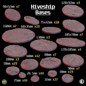 Hiveship Bases - 25-170 mm Größe Bases - Sci-Fi Tabletop Wargaming / RPG Bases - Fabricator&#39;s Lair