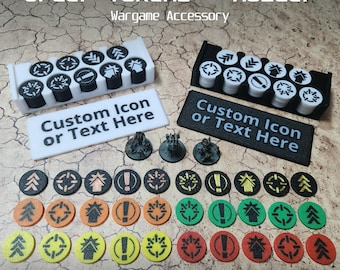 LI Order Tokens + Holder - Set of 52 - Custom Colours - 8mm Sci-Fi Wargaming